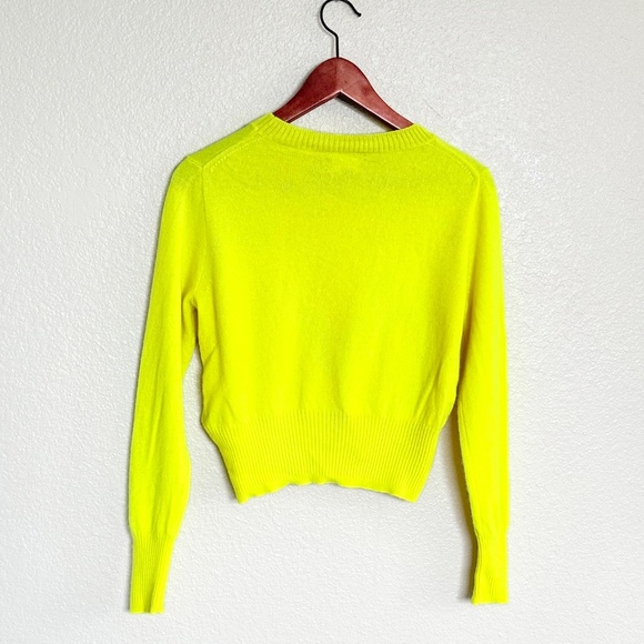 J.Crew Cropped Cashmere Crewneck Sweater Lemon Sorbet Citron Size Small - Picture 3 of 15